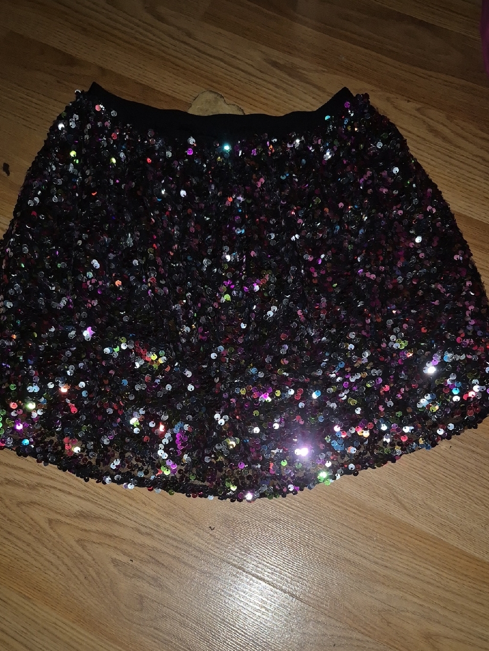 Black Multicolor Sequin Mini Skirt